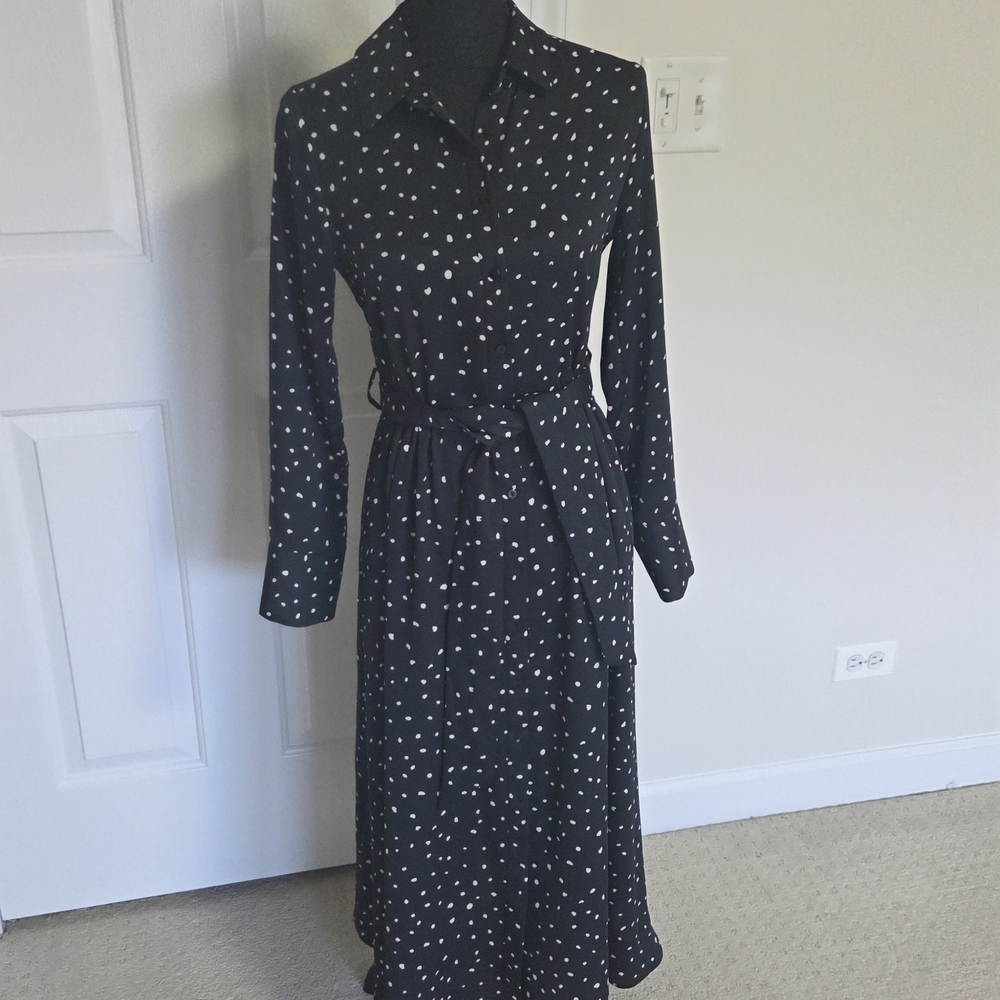 Elegant Black Polka Dot Dress - Picture 5 of 9